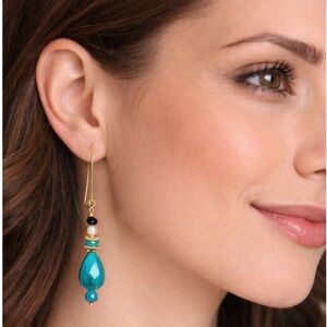 22KT Gold over Sterling Silver  Earrings Genuine Amazonite BUY NOW PRICE